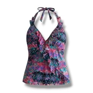 Spanx Love Your Assets Sara Blakely Women’s Ruffled Halter Tankini Swim Top